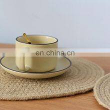OEM Affordable Bamboo Table Mat Dining Plate Wholesale Natural Round Woven Placemat thumbnail-2