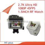 X5 Plus - Ambarella A7LA50 Processor 50 Meters Waterproof Action Camera 2560x1080@30fps 1920x1080@45fps With RF Watch Controller
