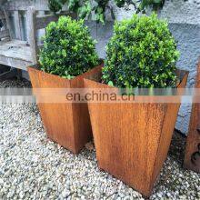 Decorative Garden Modern Design Outdoor Corten Steel Flower Pot/Planters thumbnail-2