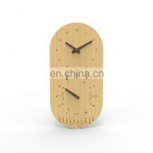 Multifunction Eco Friendly Indoor Oval Bamboo Tide and Singing Bowl Analog Wall Clock thumbnail-4