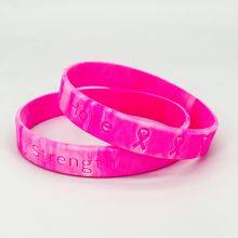 Factory Direct in Stock Healthy Breast Awareness Ribbon Public Service Announcements Soft Smoothly Silicone Bracelet thumbnail-6