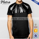 Custom Fashion Mens PU Panel T Shirts With Side Zips