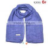 Wholesale Fashion Classic Tassel Style Kids Boys Girls Cotton Solid Plain Scarf thumbnail-2