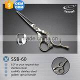 Shaped handle and screw hair scissors made of 440c