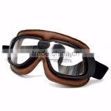 BJ-GT-008 Newest Custom Brown Leather Clear Lens Motocross Goggles thumbnail-3