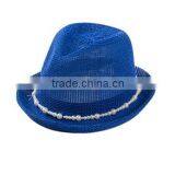 Korean Style Head Accessories Paper Straw Hats Women Pearl Fedora Hat thumbnail-6