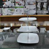 Porcelain Dinner Plates 3 Layers Porcelain Cake Set Different Shapes Cake Set With Metal Stand thumbnail-2