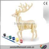 Kids Educational Toys DIY Painting Deer 3D Wooden Puzzle thumbnail-1