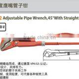 High Quality Cr-v Steel 45 Degree With Straight Jaws Adjustable Pipe Wrench With VPA/GS and Die Forged