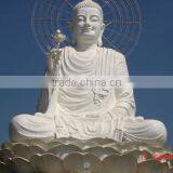 Outdoor Shakyamuni Buddha Statues White Marble Stone Hand Carving Sculpture for Temple