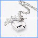 Trendy Jewelry Angel Wing Heart White K Plated Metal Cage Chime Box Sound Ball Pendant Pregnancy Necklaces For Women BAC-M046 thumbnail-5
