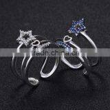 Synthetic Blue Gemstone Setting Open Ring New Design Ladies Finger Ring thumbnail-1