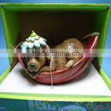 Resin Animal Statue Arts Dog and Cat "DAY DREAM IN BOAT" thumbnail-3