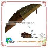 18" Popular Leopard Print Fabric 5 Fold Umbrella