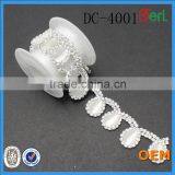Water Drop Shape Assorted Clear Crystal and Opal Stone Center Wholesale Rhinestone Trim thumbnail-1