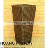 Tall Rattan Wicker Flower Planter thumbnail-3