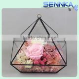 Fresh flowers and ancient bronze high-end eternal flower boxes with glass holder Preserved fresh