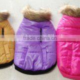 Pet Apparel Dog Parka With Fur Trim Hot Pink/yellow/purpple