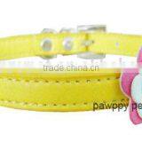 Nice Cat Flower Pu Collar With Bell/1.0*30cm