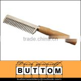 Horse mane comb,Aluminium horse mane comb with wood handle for horse manes