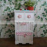 Bedside Cabinet Europe Style White Laundry Cabinet With Pink Drawers Cute Wooden White Wicker Cabinet thumbnail-2