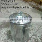 Galvanized Mini Trash Can With Cover, Galvanized Trash Can, Mini Trash Can thumbnail-1