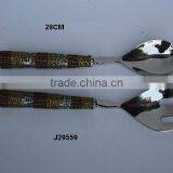 Steel Salad Server Set With Metal Wire Woven Handle thumbnail-1