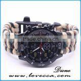 Multifunction Outdoor Survival Waterproof Automatic 550 Paracord Watch With Firestarter Buckle for Men thumbnail-2