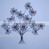 Metal Flower Wall Decor with Color Jewelry