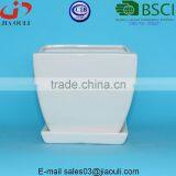 BSCI Audit Factory White Glazed Square Ceramic Planters Pot, Succelent Planter With Saucer thumbnail-5