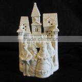 Bisque Porcelain Carolers Votive Holder, Partylite Village Christmas P0204 Candle Holder thumbnail-1