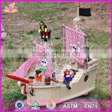 2017 New Design Funny Children Wooden Pirate Ship Toy for Sale W03B061 thumbnail-3