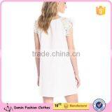 Women's White 97% Polyester/3% Elastane Eyelet-Sleeve Shift Dress thumbnail-2