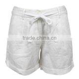 Hot Sale Women Fashion Summer Waist Belt Loose Plain Dyed White Sport Casual Short Pants thumbnail-3