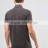 Custom Embroidered Short Sleeve Two Button Placket Black Men's 100% Cotton 200gsm Slim Fit Anti Shrink Fashion Polo Tshirt thumbnail-2