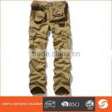 Hot sale pure cotton heavy washed military style cargo pants for men