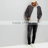 MGOO Pocket Sleeve High Shine Bomber Jacket Dark Grey 100%Polyester Thin Zip Up Autumn Coat thumbnail-3