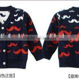 fashion V neck long sleeve beard pattern kids jacquard sweater