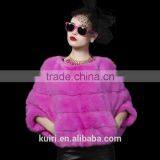 2016 Casual Woman Overclothes Rex Rabbit Fur Coat Lady Faux Fur Stylish Coat for Winter thumbnail-1