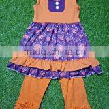 Wholesale Fashion Clothing Giggle Moon Spring Summer Persnickety Cotton Boutique Remake Ruffle Owl Printing Children Outfit Sets thumbnail-1