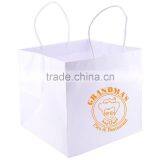 Wide Gusset White Kraft Takeout Bag - Dimensions Are 10.25" x 10" x 10" x 10" and Comes With Your Logo. thumbnail-1
