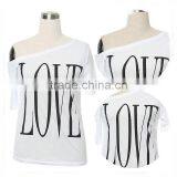 Fashion Women T-shirt Lace Short Sleeve Shoulder Off Blouse Plus Size thumbnail-5