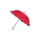 46 Inch Arc Wedding Parasol Umbrellas , Red Straight Automatic Open