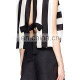 High Quality Voluminous Silhouette Open Back Ribbon Tie Sleeveless Stripe Girls Top (16110805) thumbnail-3