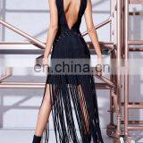 Latest Design Fashion Sexy Sleeveless Tassels Maxi Dresses Women For Party thumbnail-3