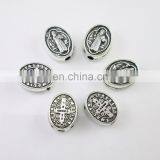 Oval Silver Finish Saint Benedict Metal Medal Catholic Rosary Beads thumbnail-2
