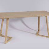 V shaped legs dining table with solid wood base 6 chairs