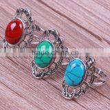 Fashion Rhodium Silver Jewelry Big Ring With Turquoise Stone Indian Ring thumbnail-6