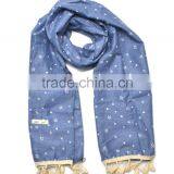 Hot Selling Star Printed Tassel Lace Brim Sewed Boys Girls Kids Linen Cotton Scarf thumbnail-3