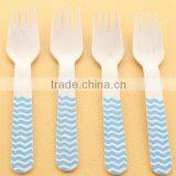 Pink Stripe Polka Dot Chevron Wooden Fork Wooden Utensil Wedding Deco Fork thumbnail-5